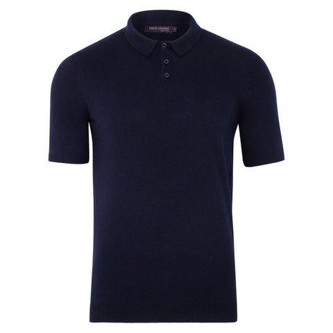 Mens Ultra Fine Cotton Short Sleeve Polo Shirt Navy-Polo Shirt-Paul James Knitwear-M-Urbanheer