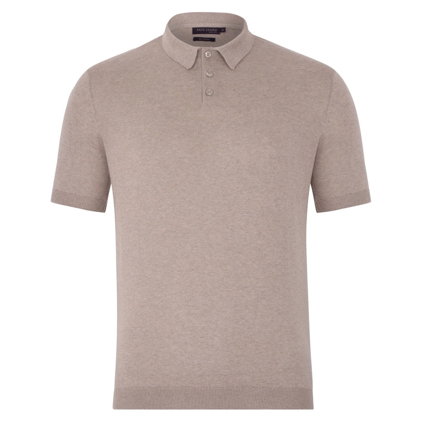 Mens Ultra Fine Cotton Short Sleeve Polo Shirt-Polo Shirt-Paul James Knitwear-L-Fawn-Urbanheer