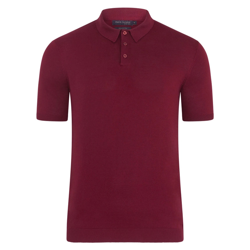 Mens Ultra Fine Cotton Short Sleeve Polo Shirt-Polo Shirt-Paul James Knitwear-M-Cabernet-Urbanheer