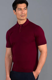 Mens Ultra Fine Cotton Short Sleeve Polo Shirt-Polo Shirt-Paul James Knitwear-M-Cabernet-Urbanheer