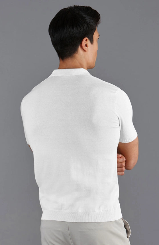 Mens Ultra Fine Cotton Short Sleeve Polo Shirt White-Polo Shirt-Paul James Knitwear-S-Urbanheer