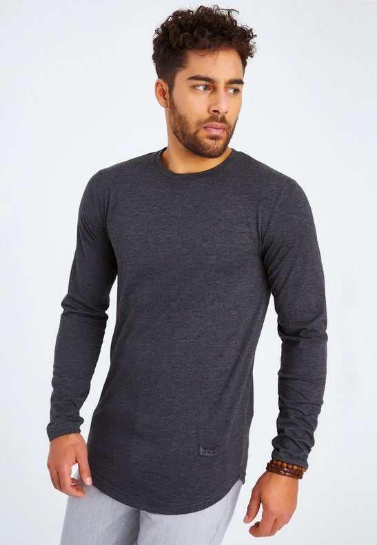 Men's V-Neck Longsleeve Anthracite melange-Shirt-Leif Nelson GmbH-M-Urbanheer