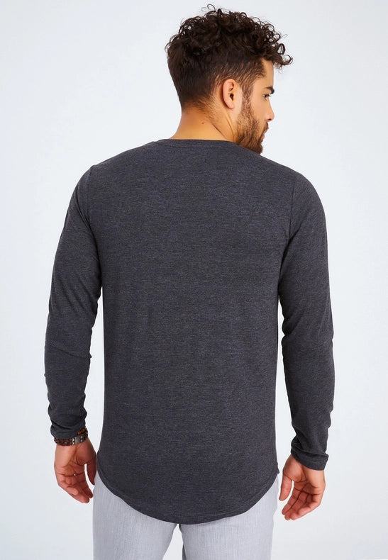 Men's V-Neck Longsleeve Anthracite melange-Shirt-Leif Nelson GmbH-M-Urbanheer