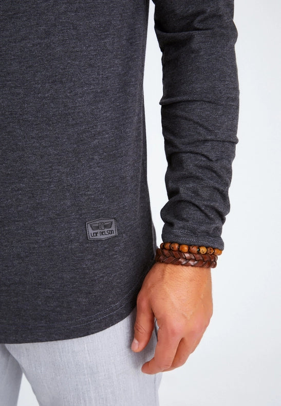 Men's V-Neck Longsleeve Anthracite melange-Shirt-Leif Nelson GmbH-M-Urbanheer