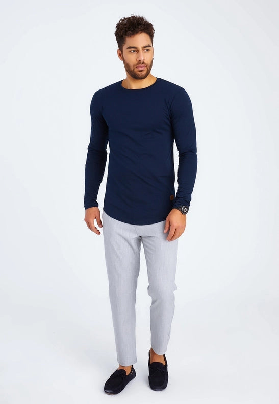 Men's V-Neck Longsleeve Dark blue-Shirt-Leif Nelson GmbH-XXL-Urbanheer