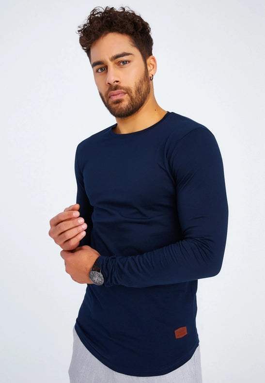 Men's V-Neck Longsleeve Dark blue-Shirt-Leif Nelson GmbH-XXL-Urbanheer