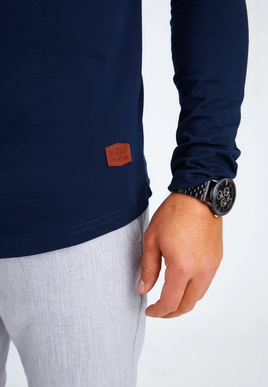 Men's V-Neck Longsleeve Dark blue-Shirt-Leif Nelson GmbH-XXL-Urbanheer