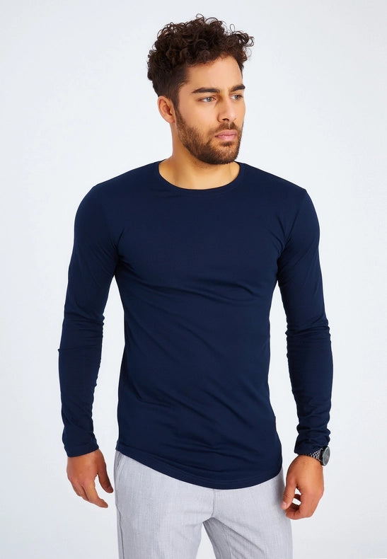 Men's V-Neck Longsleeve Dark blue-Shirt-Leif Nelson GmbH-XXL-Urbanheer