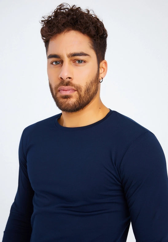 Men's V-Neck Longsleeve Dark blue-Shirt-Leif Nelson GmbH-XXL-Urbanheer