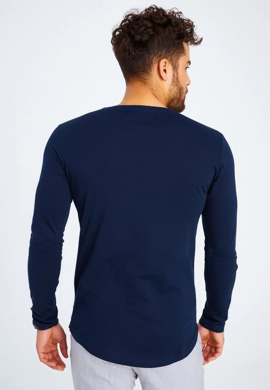 Men's V-Neck Longsleeve Dark blue-Shirt-Leif Nelson GmbH-XXL-Urbanheer