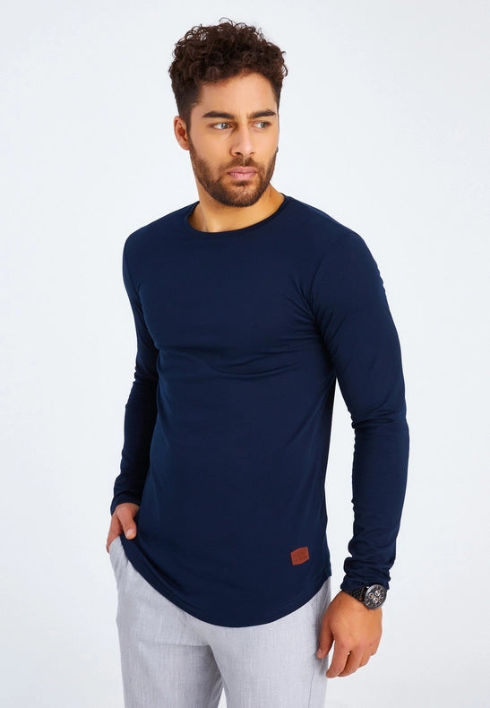 Men's V-Neck Longsleeve Dark blue-Shirt-Leif Nelson GmbH-XXL-Urbanheer