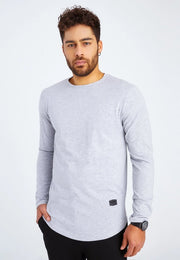 Men's V-Neck Longsleeve Grey melange-Shirt-Leif Nelson GmbH-S-Urbanheer