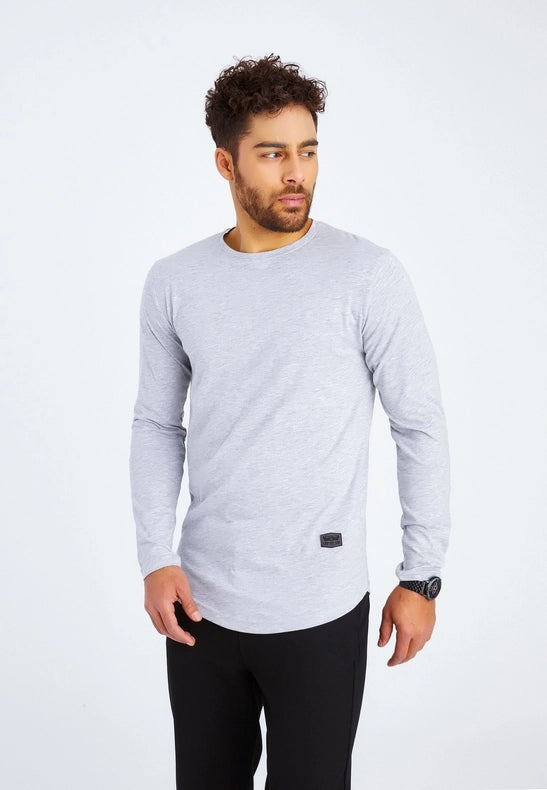 Men's V-Neck Longsleeve Grey melange-Shirt-Leif Nelson GmbH-S-Urbanheer