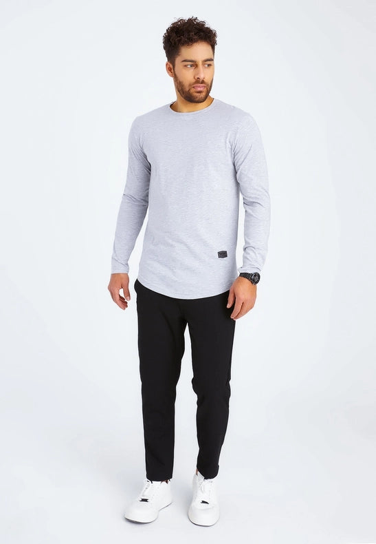 Men's V-Neck Longsleeve Grey melange-Shirt-Leif Nelson GmbH-S-Urbanheer