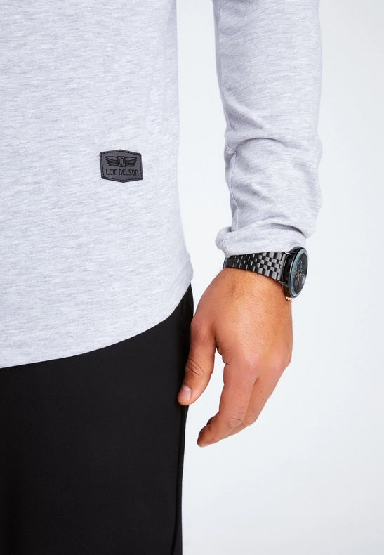 Men's V-Neck Longsleeve Grey melange-Shirt-Leif Nelson GmbH-S-Urbanheer