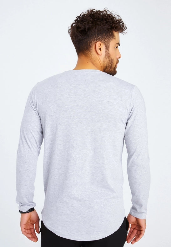 Men's V-Neck Longsleeve Grey melange-Shirt-Leif Nelson GmbH-S-Urbanheer