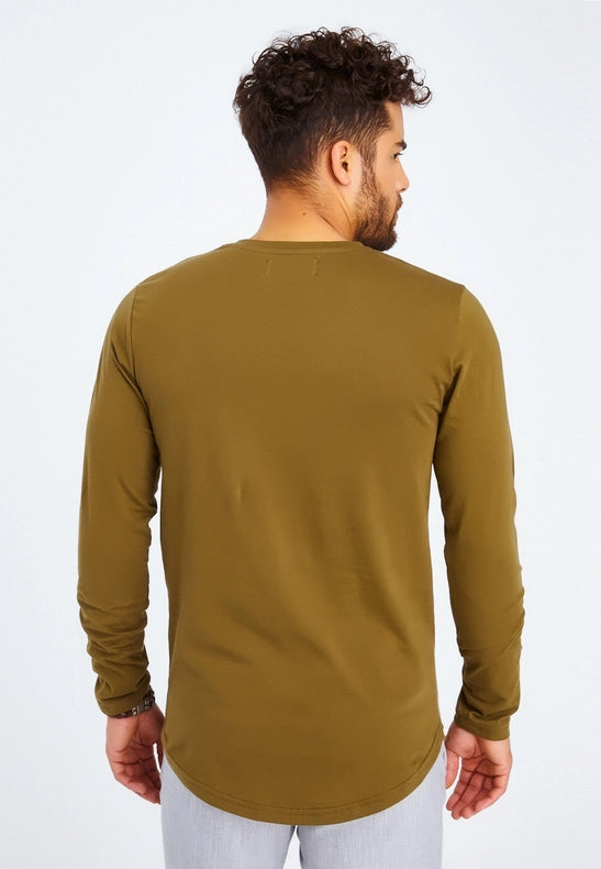 Men's V-Neck Longsleeve Khaki-Shirt-Leif Nelson GmbH-S-Urbanheer