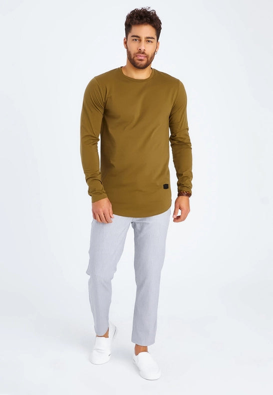 Men's V-Neck Longsleeve Khaki-Shirt-Leif Nelson GmbH-S-Urbanheer