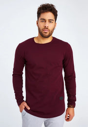 Men's V-Neck Longsleeve burgundy-Shirt-Leif Nelson GmbH-M-Urbanheer