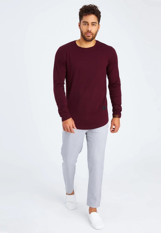 Men's V-Neck Longsleeve burgundy-Shirt-Leif Nelson GmbH-M-Urbanheer