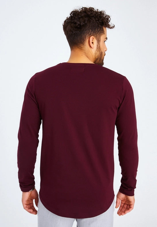 Men's V-Neck Longsleeve burgundy-Shirt-Leif Nelson GmbH-M-Urbanheer