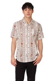 Men's Woven Printed Short Sleeve Shirt (254)-Shirt-Hawk's Bay-S-254-Urbanheer