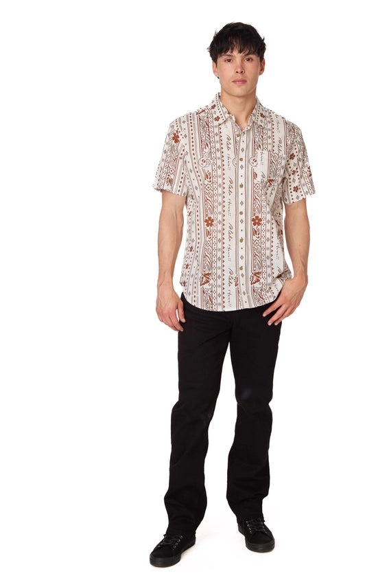Men's Woven Printed Short Sleeve Shirt (254)-Shirt-Hawk's Bay-S-254-Urbanheer