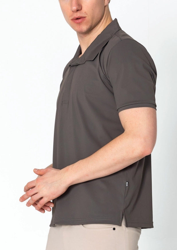Men's Wrinkle Free Tapered Travel Polo- Anthracite-Polo-Ron Tomson-Urbanheer