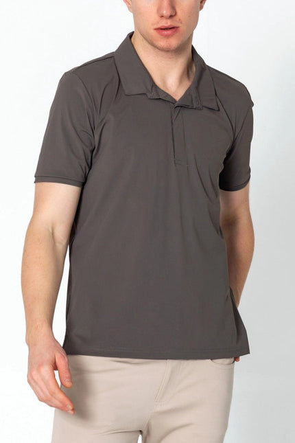 Men's Wrinkle Free Tapered Travel Polo- Anthracite-Polo-Ron Tomson-Urbanheer