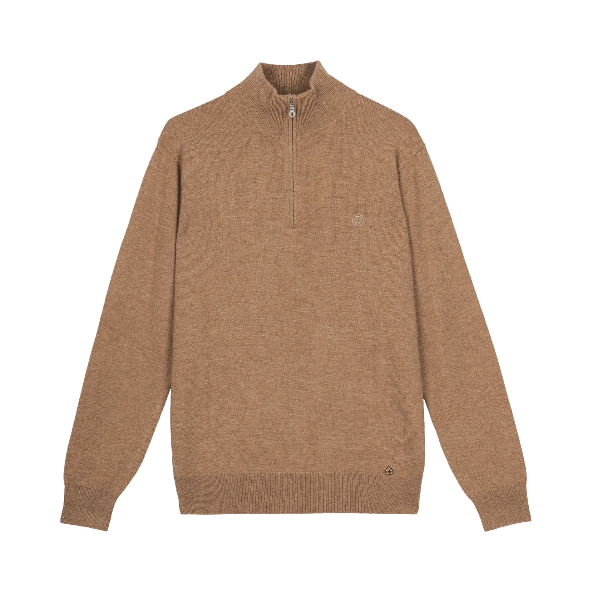 Men’s Zip-Up Cashmere Sweater – Beige