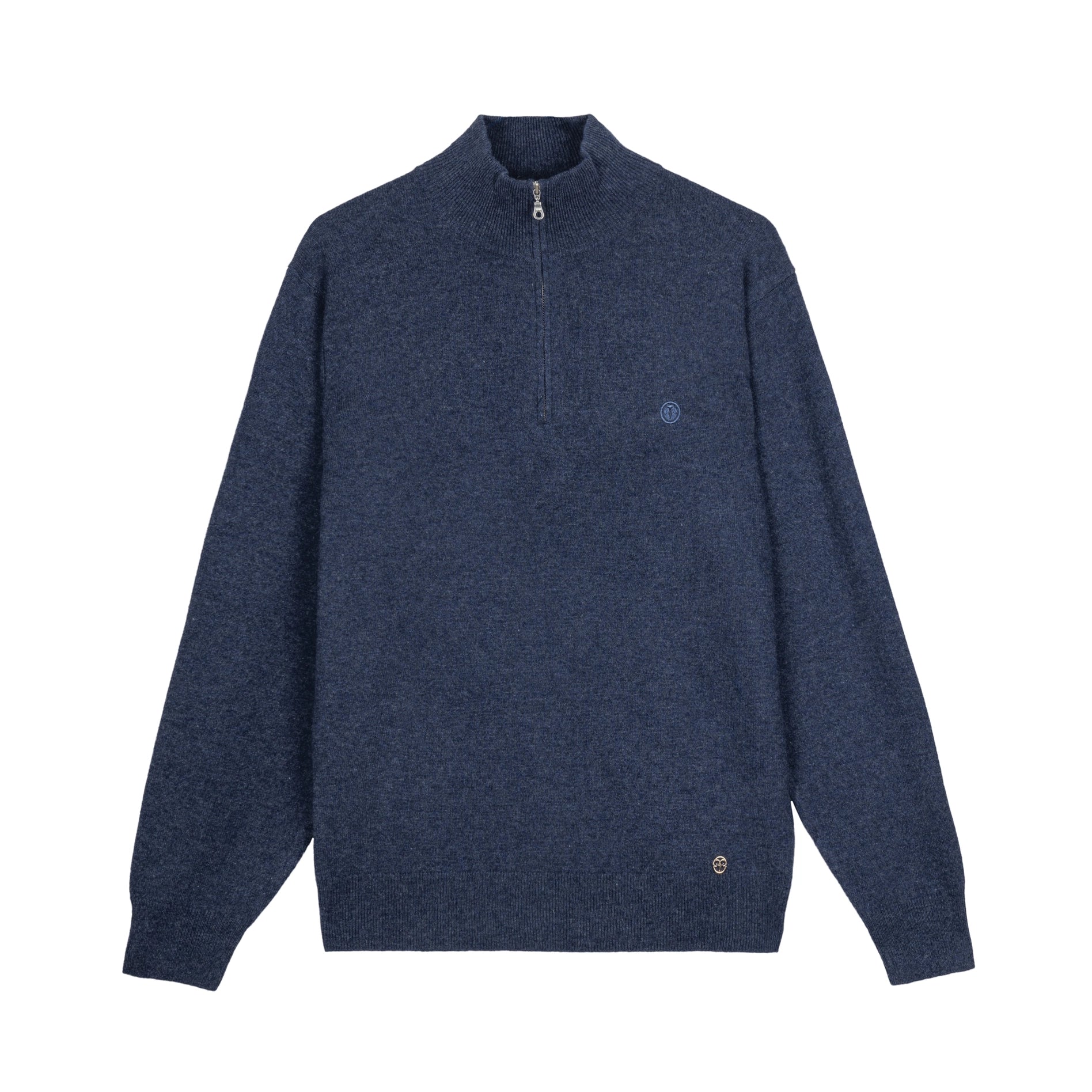 Men’s Zip-Up Cashmere Sweater – Denim Blue