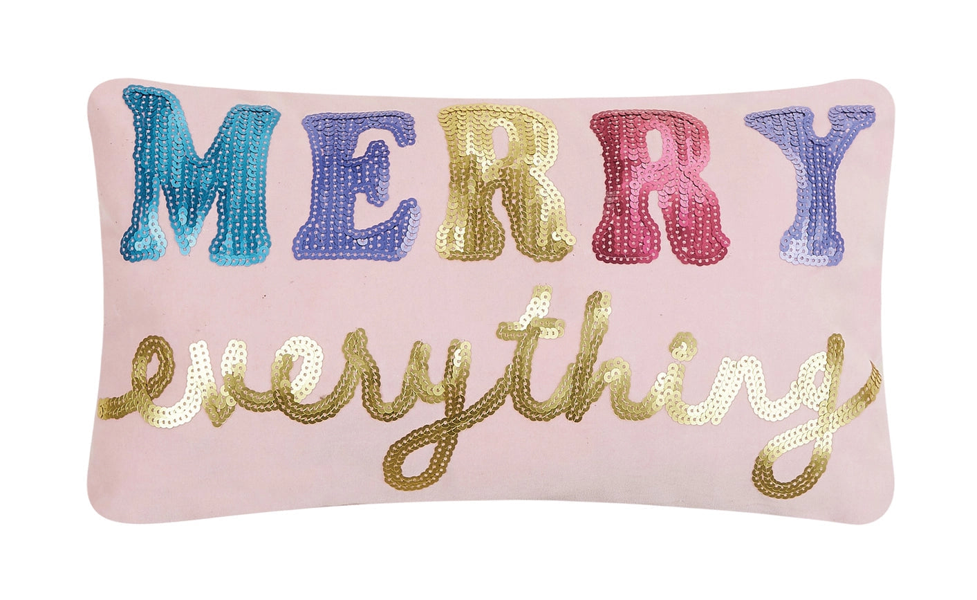 Merry Every Sequin Embroidered Pillow-Pillow-Peking Handicraft-16 x 9 x 1.6 in (40.6 x 22.9 x 4.1 cm)-Urbanheer