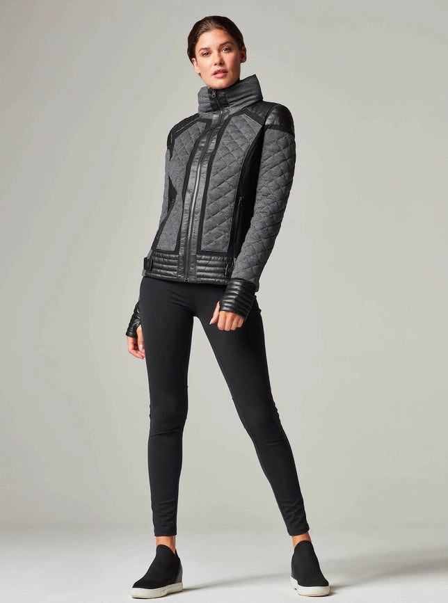 Mesh Inset Moto Puffer - Down Filled-Jacket-Blanc Noir-XS-Charcoal Heather-Urbanheer