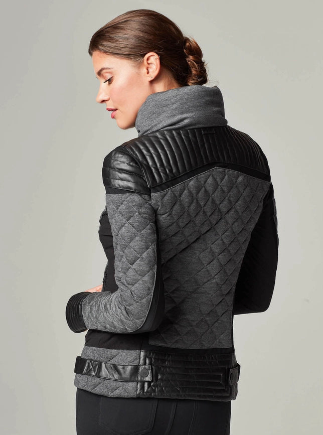 Mesh Inset Moto Puffer - Down Filled-Jacket-Blanc Noir-XS-Charcoal Heather-Urbanheer