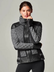 Mesh Inset Moto Puffer - Down Filled-Jacket-Blanc Noir-XS-Charcoal Heather-Urbanheer