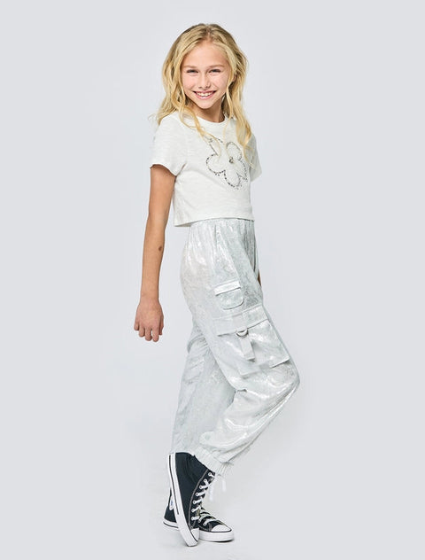 Metallic Cargo Pocket Jogger Pants-Pants-Hannah Banana-5-SILVER-Urbanheer