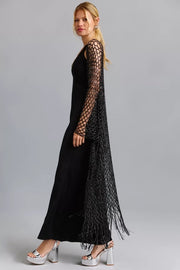 Metallic Crochet Fringed Kimono-Kimono-SAACHI-Black-Urbanheer