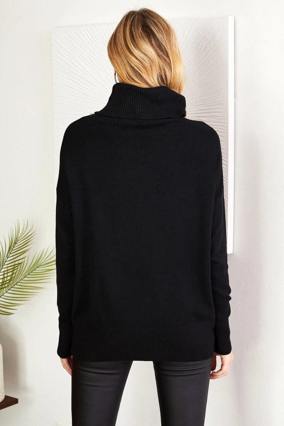 Metallic Foil Turtleneck Sweater-Sweater-VENTI6-ONE SIZE-METALLICFOIL-BLACK-Urbanheer