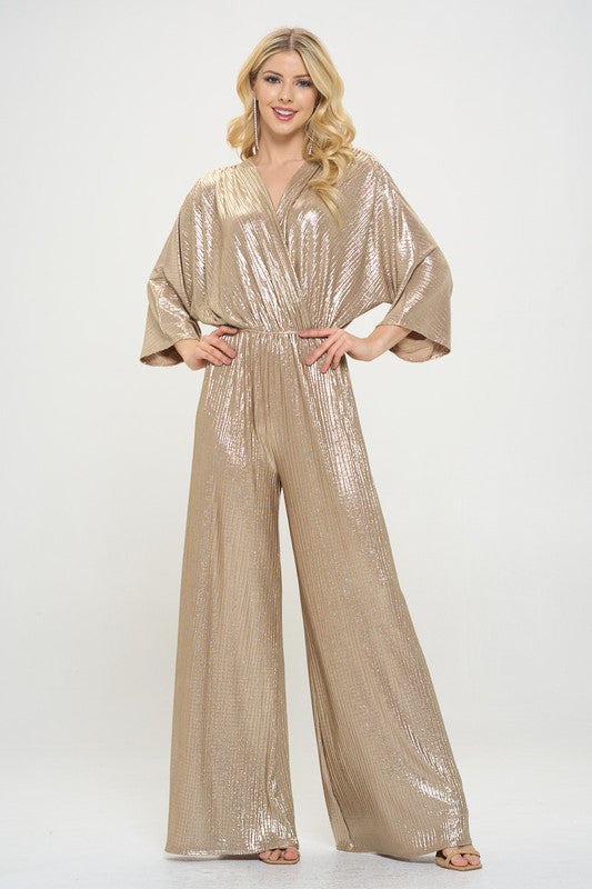 Metallic Kimono Sleeve Wide Leg Jumpsuit-Jumpsuits-Reneecollection-Small-GOLD-Urbanheer