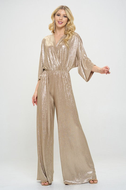 Metallic Kimono Sleeve Wide Leg Jumpsuit-Jumpsuits-Reneecollection-Small-GOLD-Urbanheer