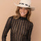 Metallic Star Stripe Mesh Mock Neck Top Black-TOP-Blue B-S-Urbanheer