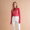 Metallic Star Stripe Mesh Mock Neck Top Red-TOP-Blue B-S-Urbanheer
