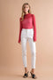 Metallic Star Stripe Mesh Mock Neck Top Red-TOP-Blue B-S-Urbanheer