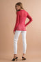 Metallic Star Stripe Mesh Mock Neck Top Red-TOP-Blue B-S-Urbanheer