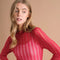 Metallic Star Stripe Mesh Mock Neck Top Red-TOP-Blue B-S-Urbanheer