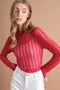 Metallic Star Stripe Mesh Mock Neck Top Red-TOP-Blue B-S-Urbanheer