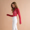 Metallic Star Stripe Mesh Mock Neck Top Red-TOP-Blue B-S-Urbanheer