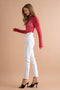Metallic Star Stripe Mesh Mock Neck Top Red-TOP-Blue B-S-Urbanheer