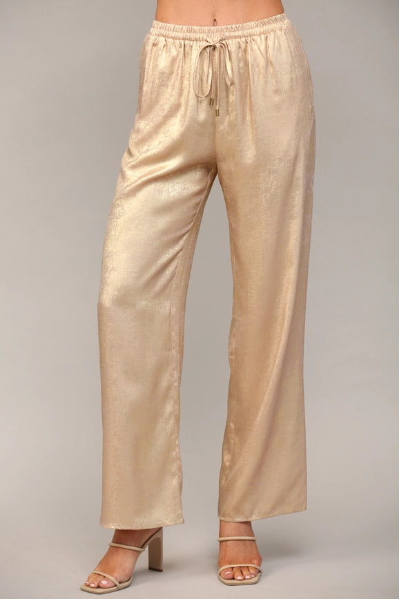 Metallic Wide Leg Pants-Pants-FATE-S-Gold-Urbanheer