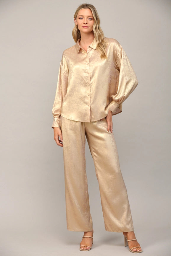 Metallic Wide Leg Pants-Pants-FATE-S-Gold-Urbanheer